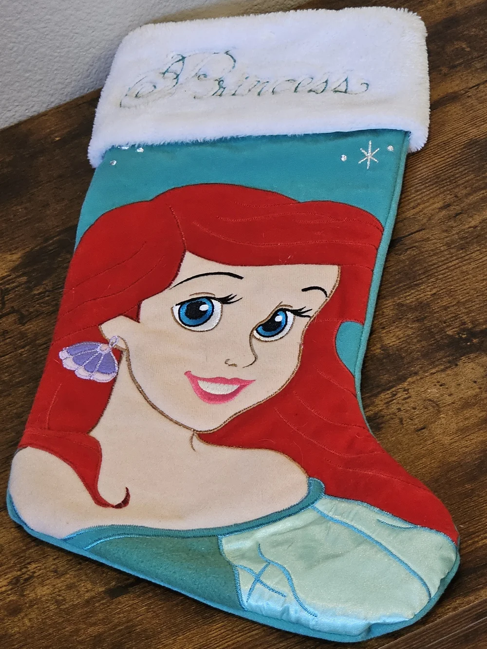 Princess Ariel Red & Teal Holiday Stocking
